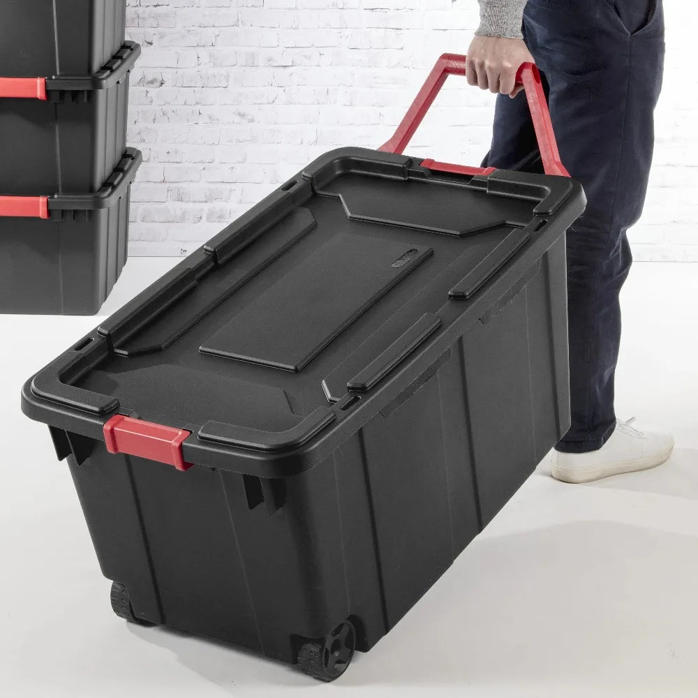 Industrial Wheeled Plastic Storage Container With Handle