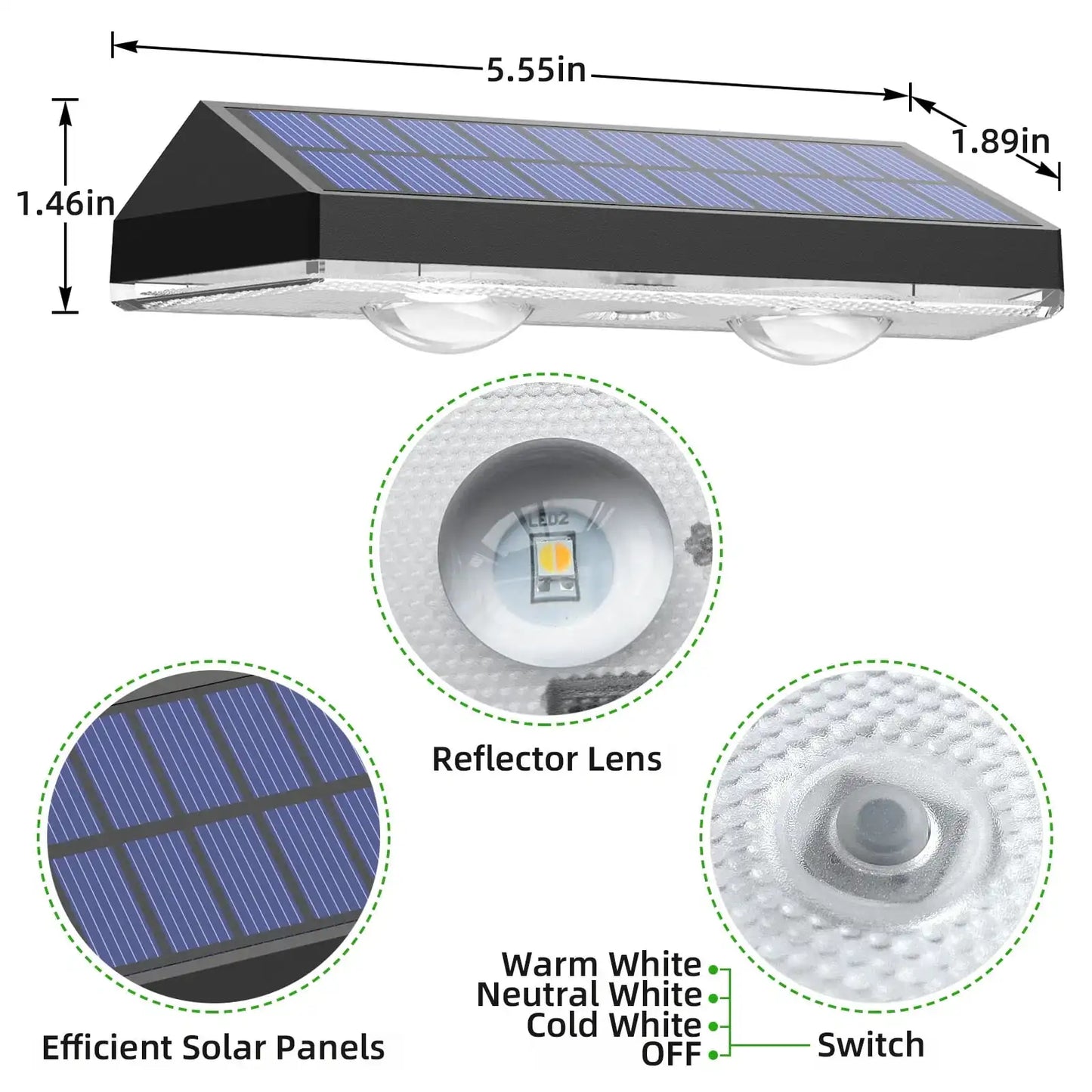SZRSTH Solar Fence Lights Outdoor 6 Pack IP65 Waterproof