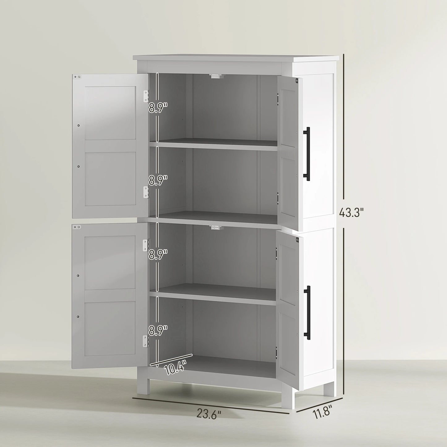 HOMCOM Bathroom Floor Cabinet With Barn Doors And Adjustable Shelf