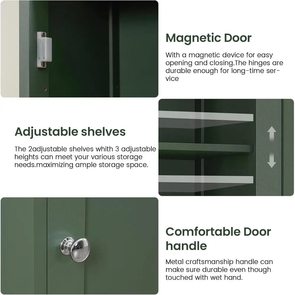 Bathroom Storage Cabinet 2 Doors 1 Drawer Adjustable Shelves