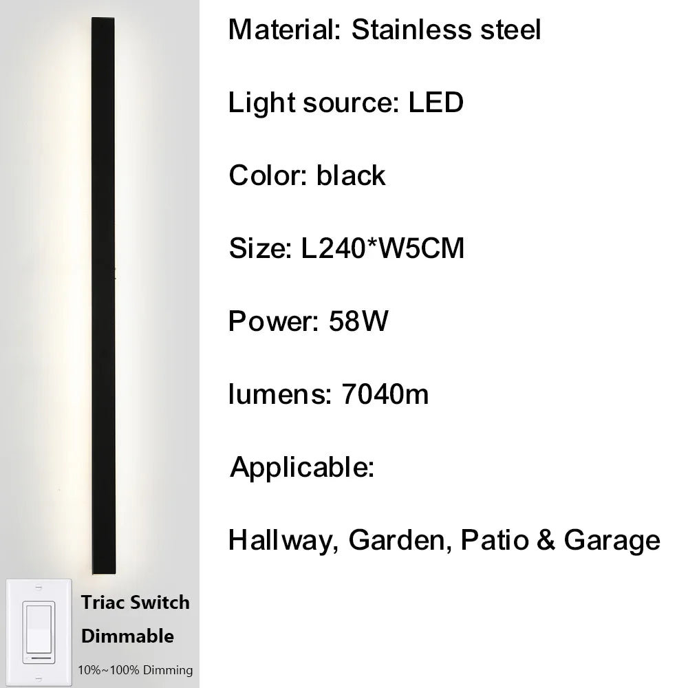 IISINUO Outdoor Porch Wall Light Smart Dimmable IP67 Stainless Steel