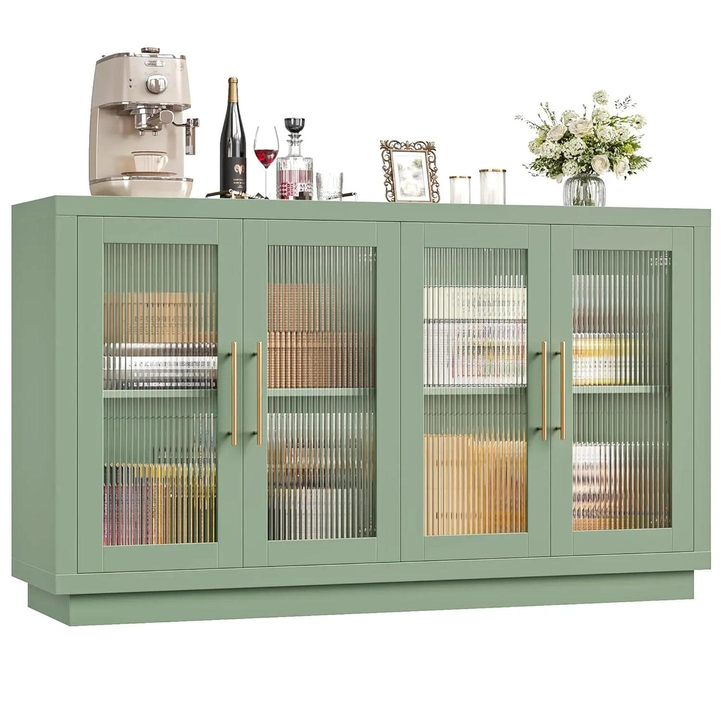 Modern Fluted Glass Doors Buffet Cabinet For Kitchen Storage