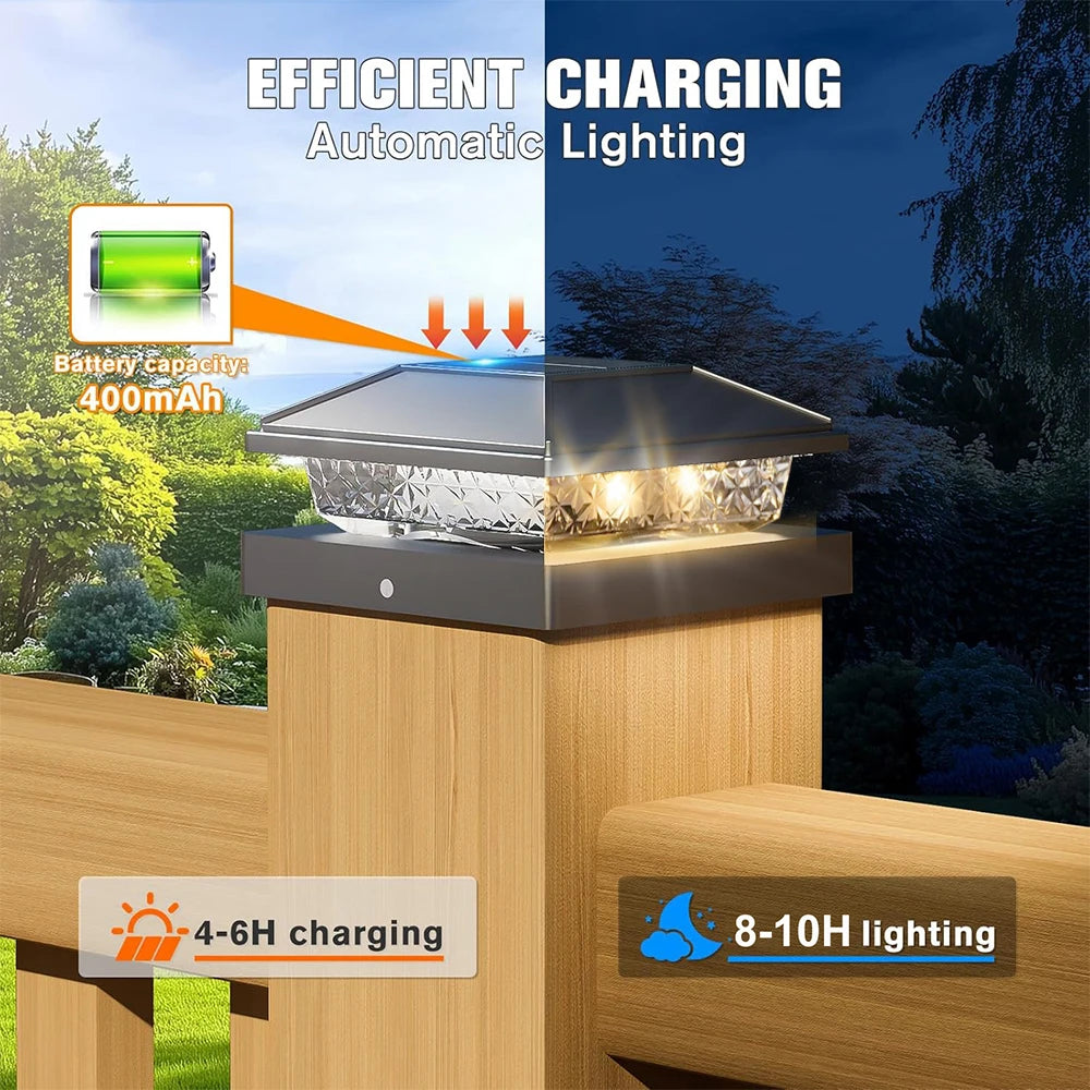 Solar Post Cap Lights 6 Pack Outdoor Waterproof LED