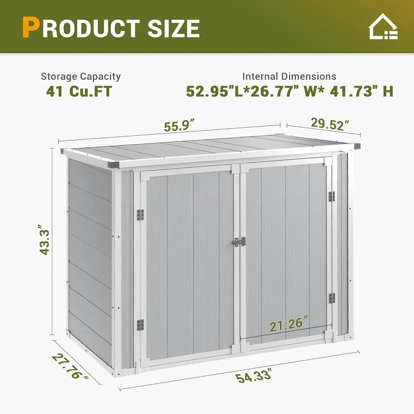 Weatherproof Resin Horizontal Storage Shed With Thickened Floor And Gas Spring