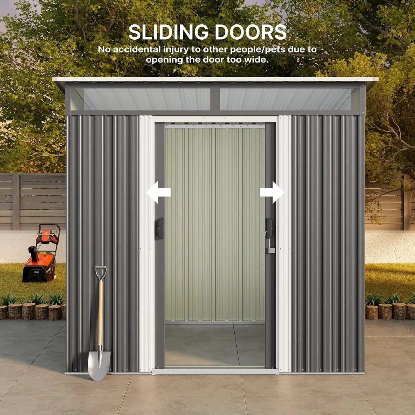 Metal Garden Storage Shed With Sliding Lockable Doors