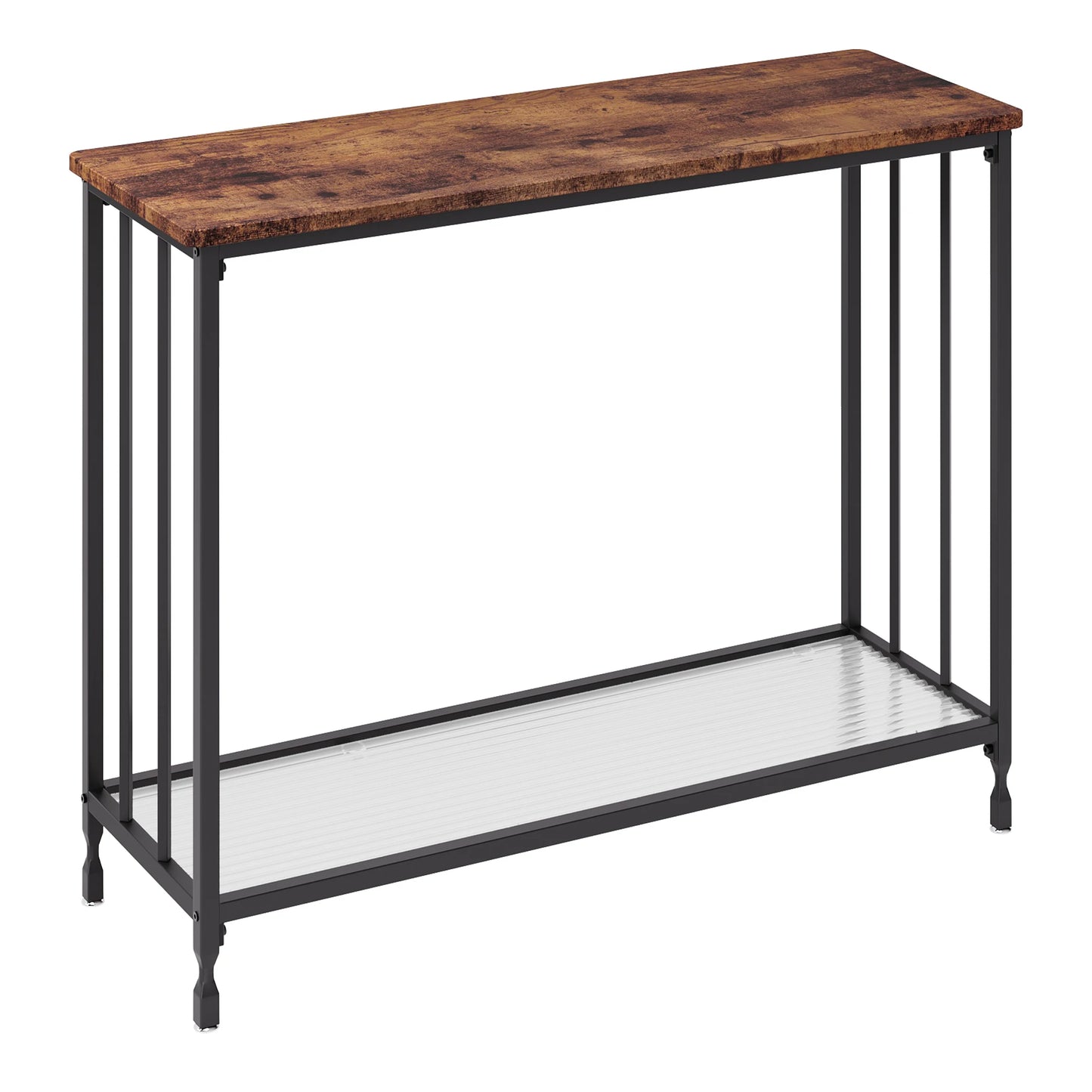 HobbyLane Console Table With Glass Shelf Entryway Metal Frame