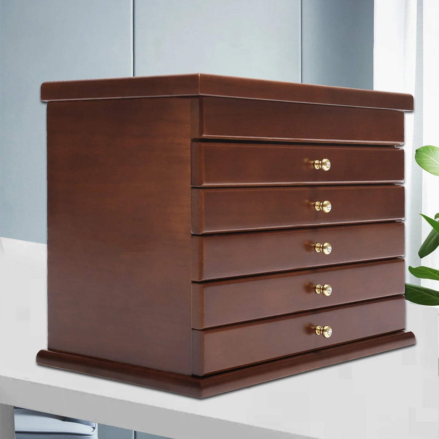 Wooden Vintage Jewellery Storage Box And Display Case