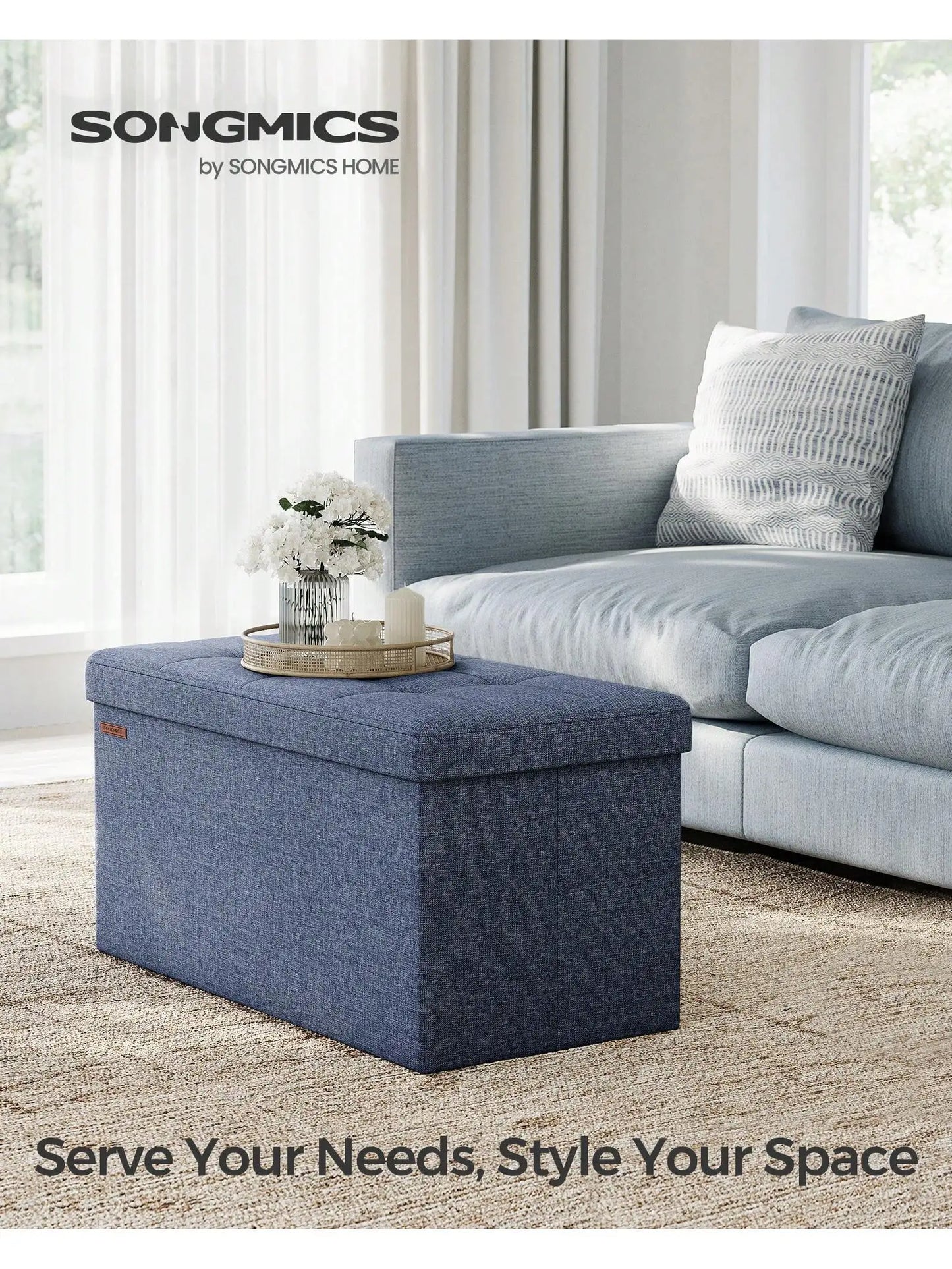 Storage Ottoman Bench With Chest For Living Room And Bedroom