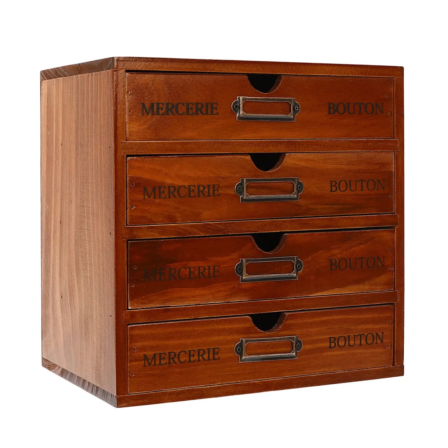 Four-Tier Wooden Desktop Organizer With Sixteen Drawers