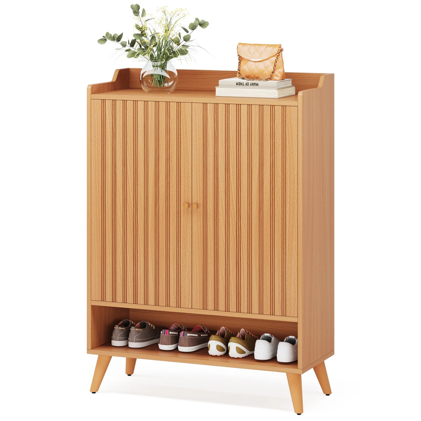 Tribesigns 5-Tier Wood Shoe Cabinet With Doors For Home
