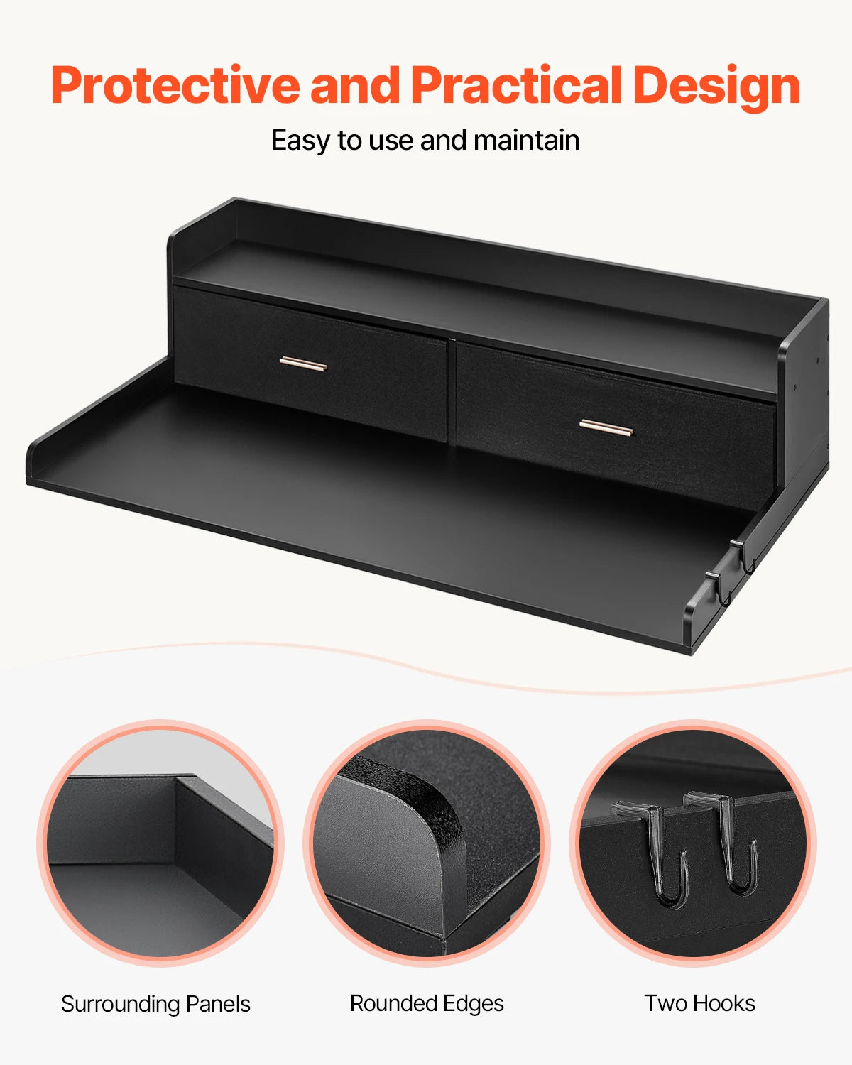 SucceBuy Washer Dryer Countertop With Drawer Shelf For Laundry Organization
