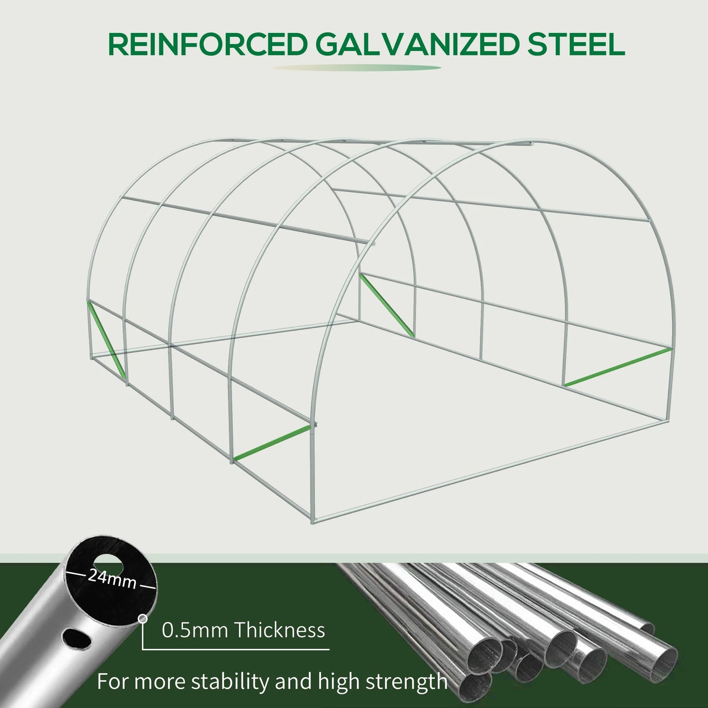 Outsunny Walk-In Greenhouse With Steel Frame For Gardening