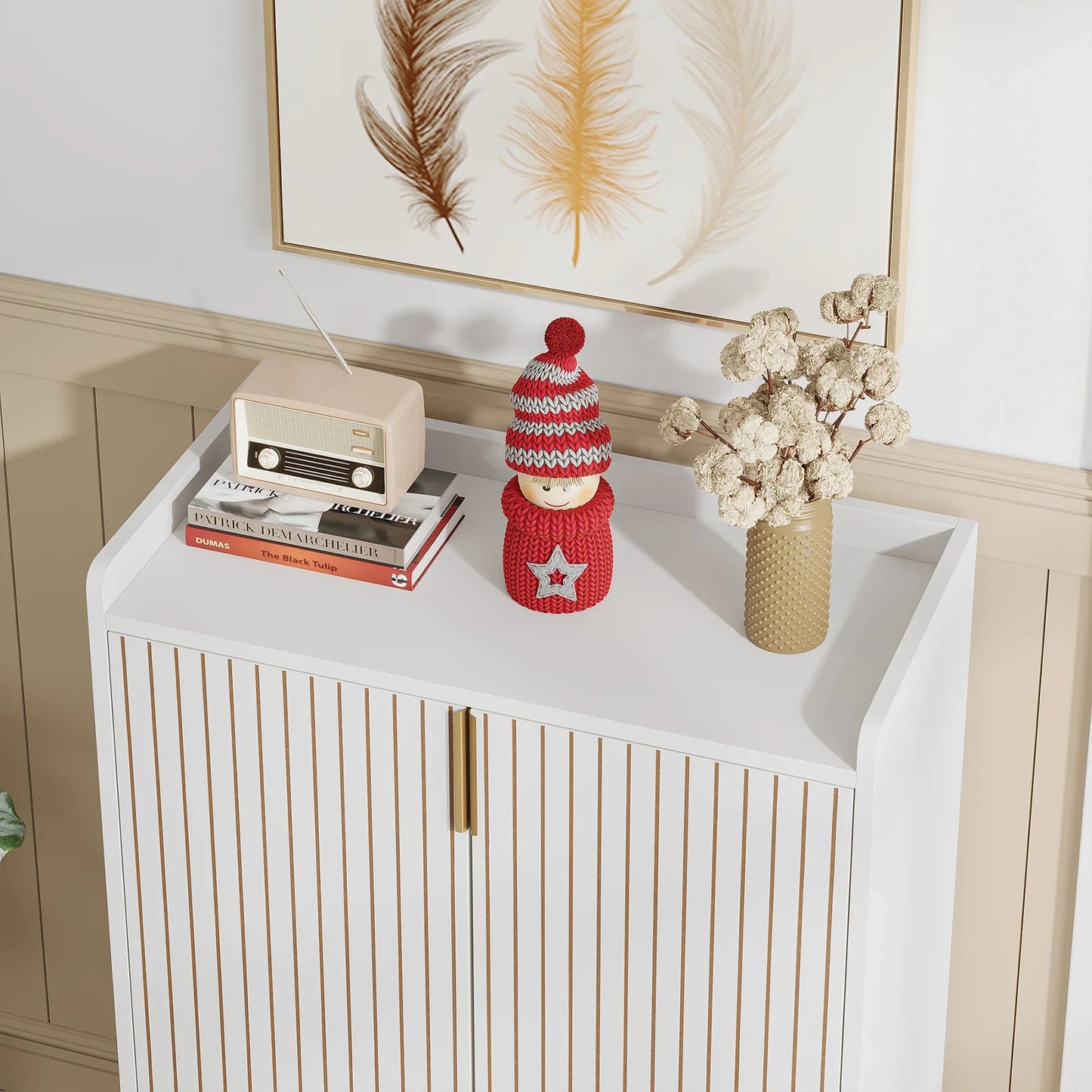 Tribesigns 5-Tier Wood Shoe Cabinet With Doors For Home