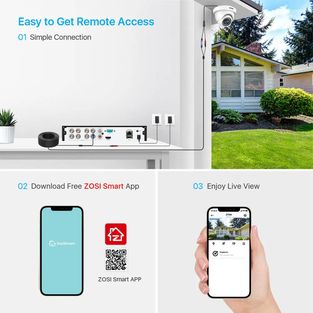 ZOSI 4 Camera HD 1080P Security Camera Kit Indoor Outdoor