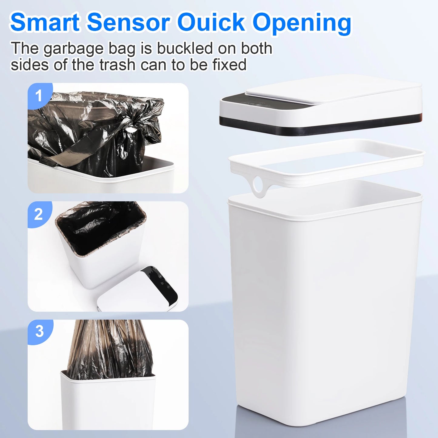 Two Pack Touchless Motion Sensor Trash Cans With Lid