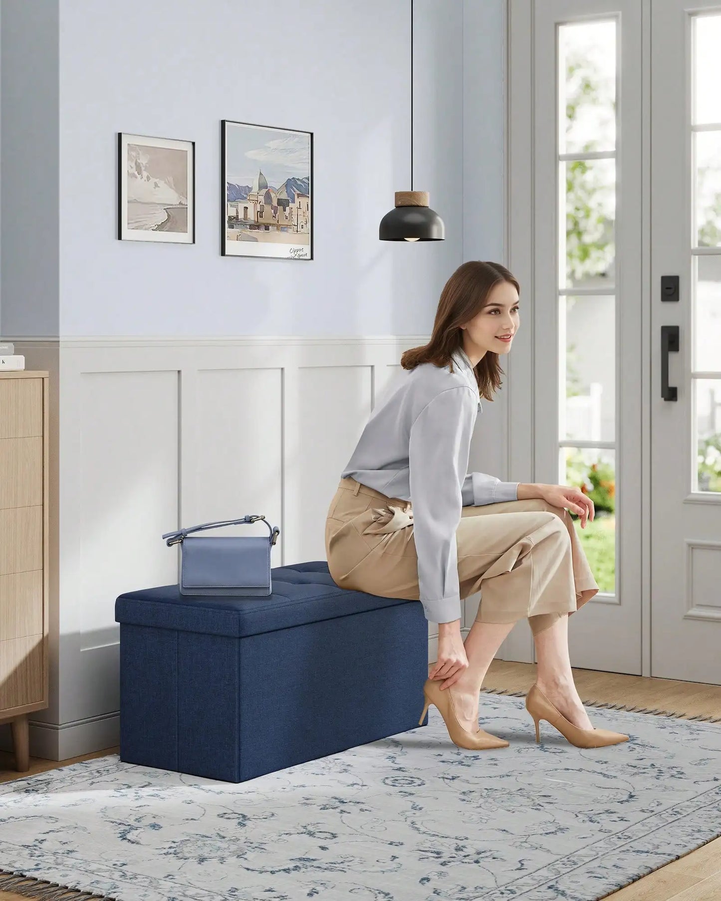 Storage Ottoman Bench With Chest For Living Room And Bedroom