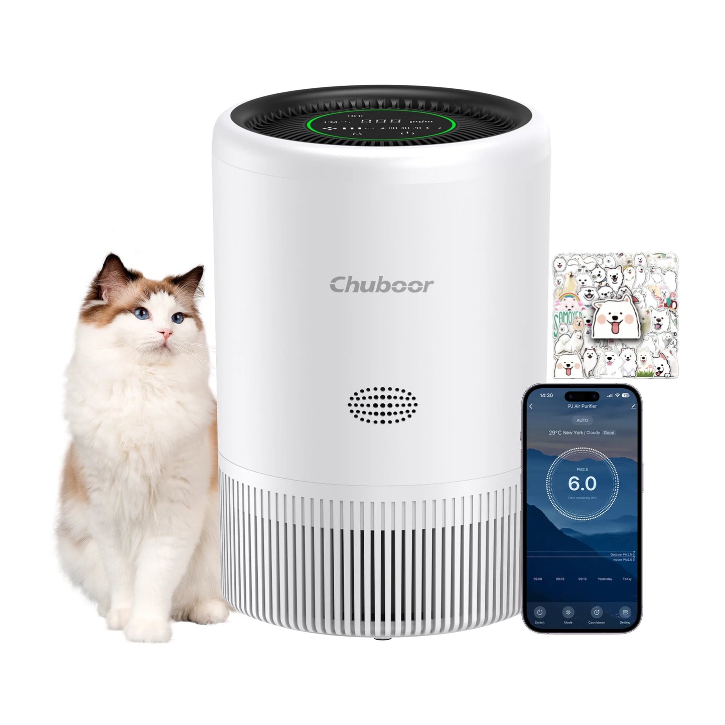 Chuboor Smart Air Purifier With Alexa App Control For Bedroom