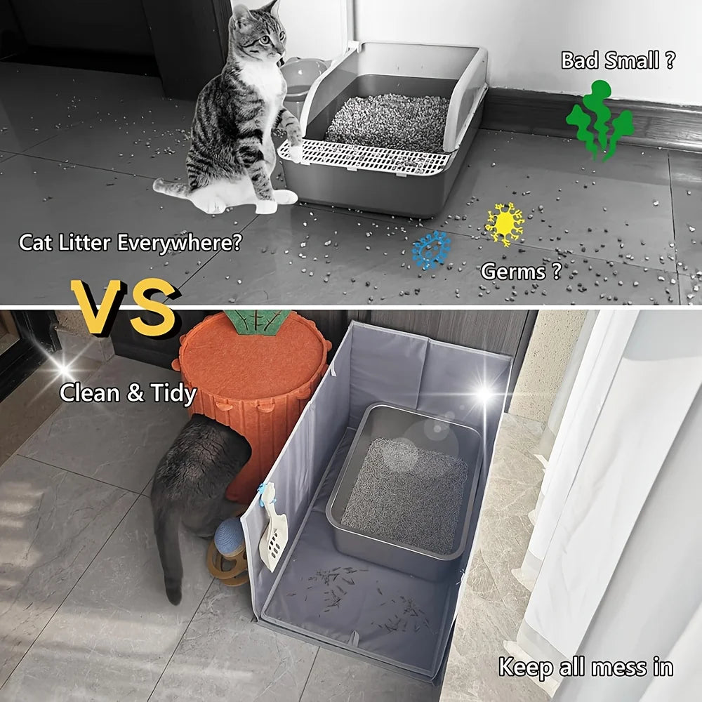 Cat Litter Box Cover Fence With Odor Closure Dust Baffle