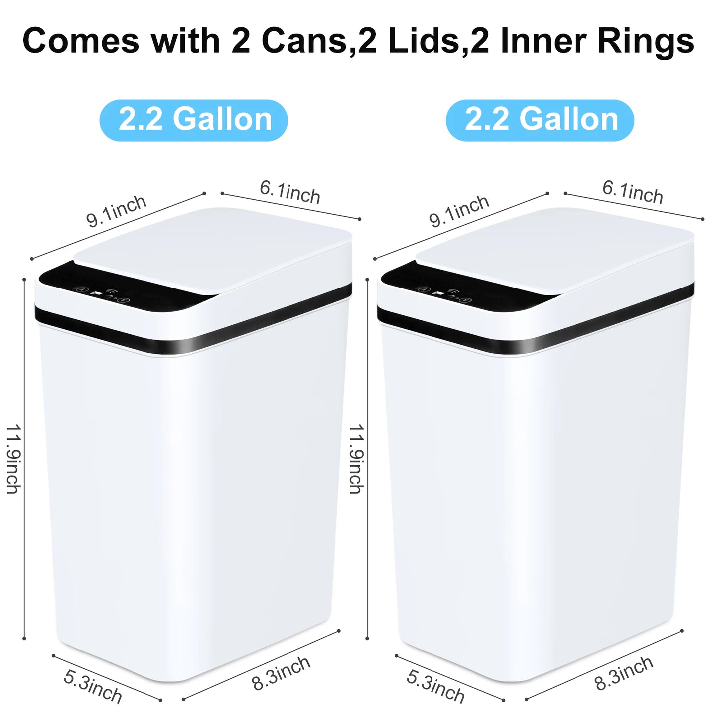Two Pack Touchless Motion Sensor Trash Cans With Lid