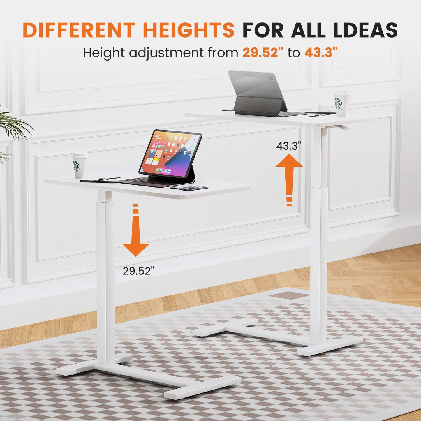 JHK Overbed Bedside Sofa Table With Adjustable Height Laptop