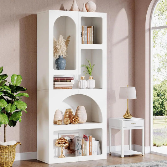 LITTLE TREE Geometric Bookshelf Arched Bookcase Free Standing