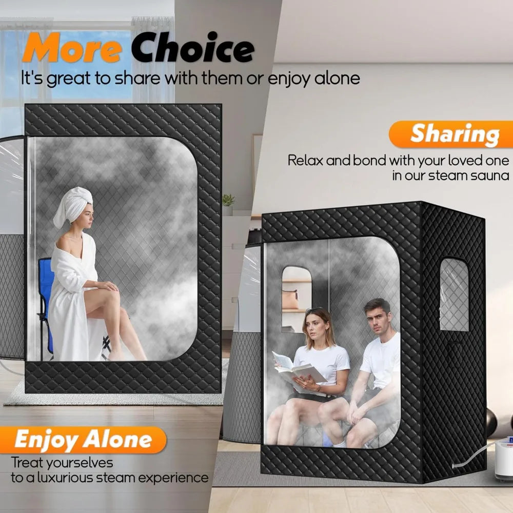 Two Person Portable Steam Sauna With Dual Steamers And Remote