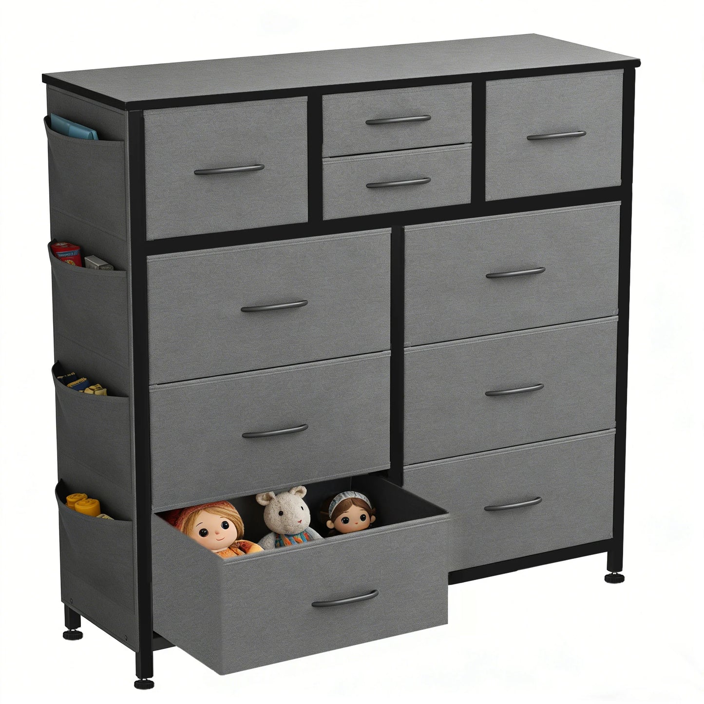 JHK Living Room Fabric Drawer Cabinet With Steel Frame