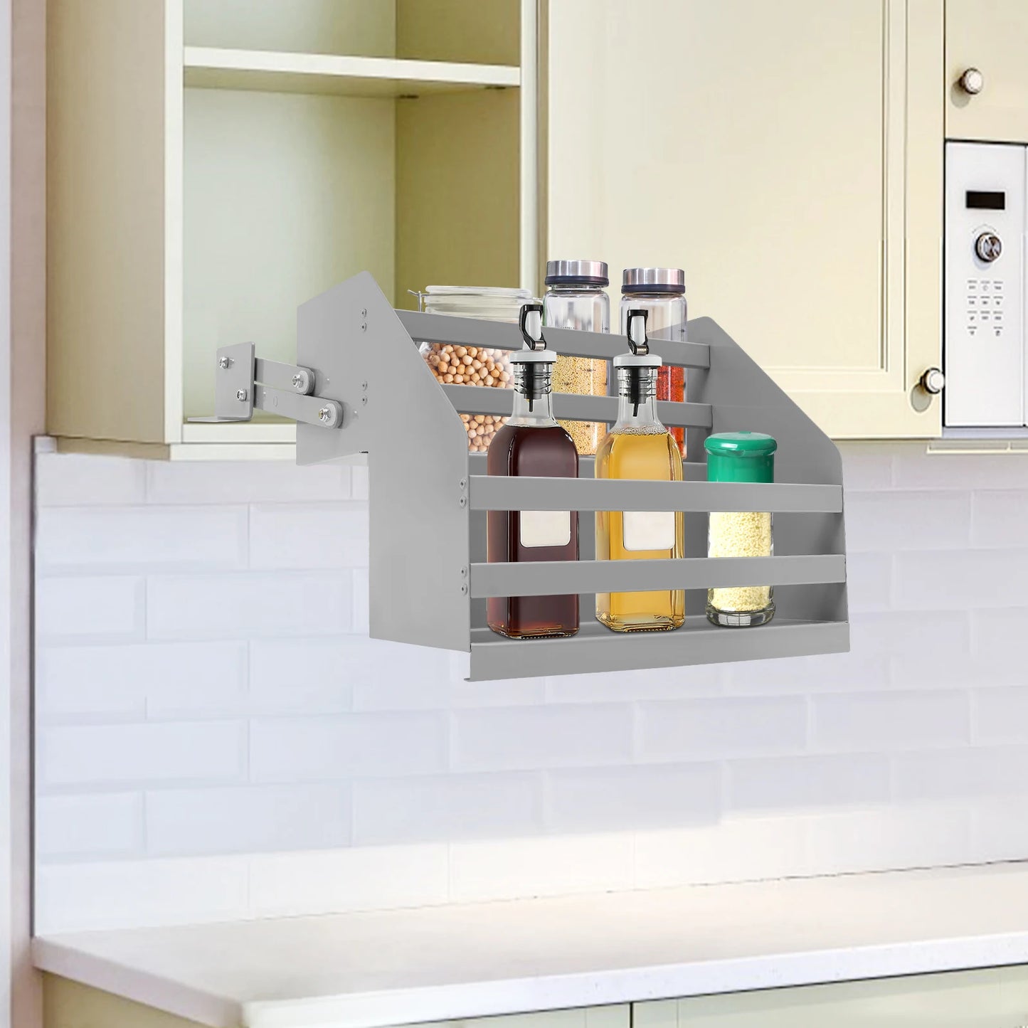 2-Tier Pull-Down Cabinet Organizer For Under Sink Storage 22 Lb Capacity