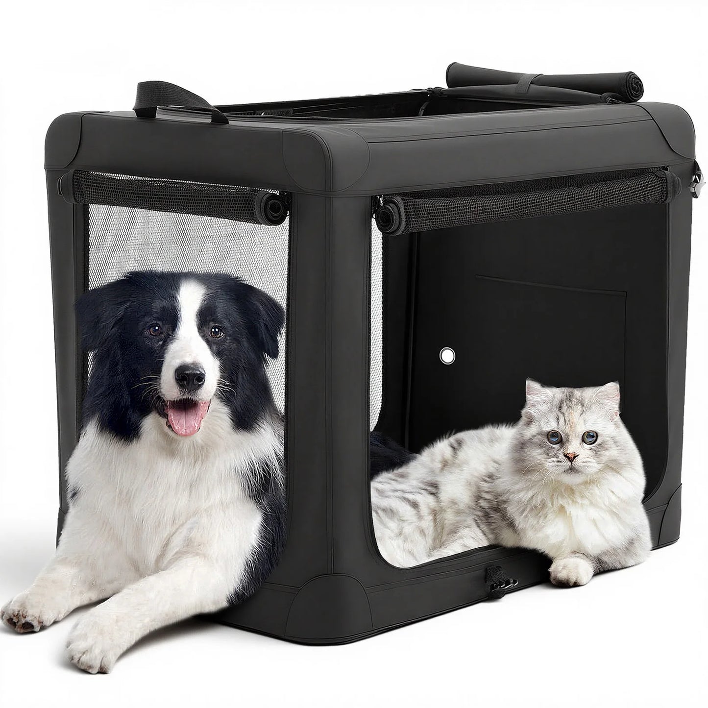 JHK Foldable Soft Dog Crate With 3 Doors