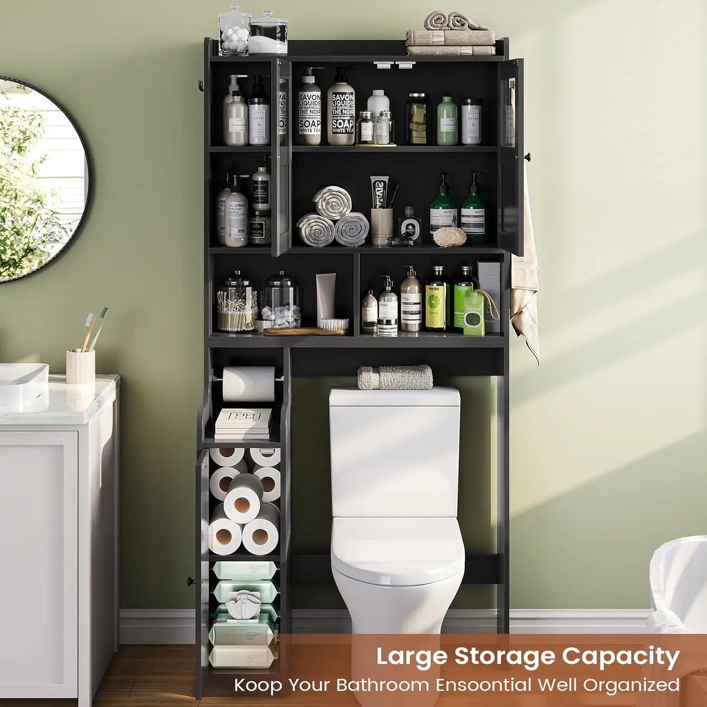 Itaar Over Toilet Storage Cabinet With Glass Doors Bathroom Organizer