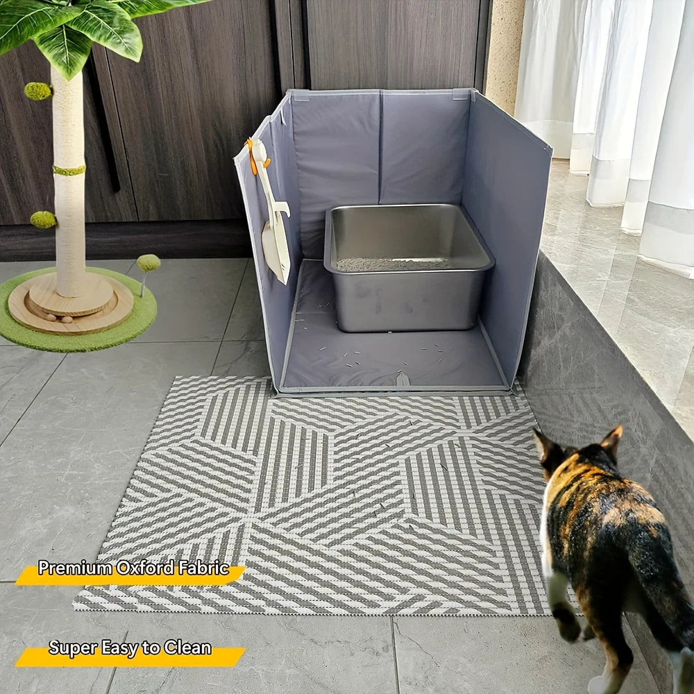Cat Litter Box Cover Fence With Odor Closure Dust Baffle