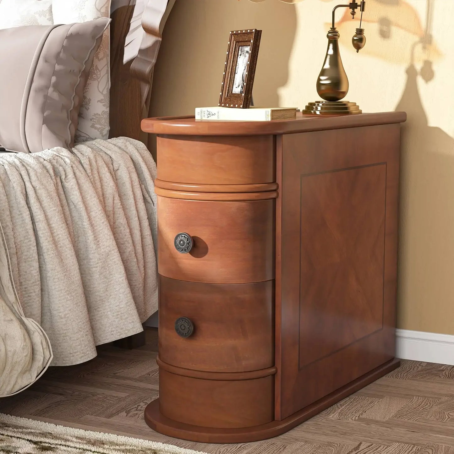 Tribesigns End Table With Drawer Modern Solid Wood Nightstand