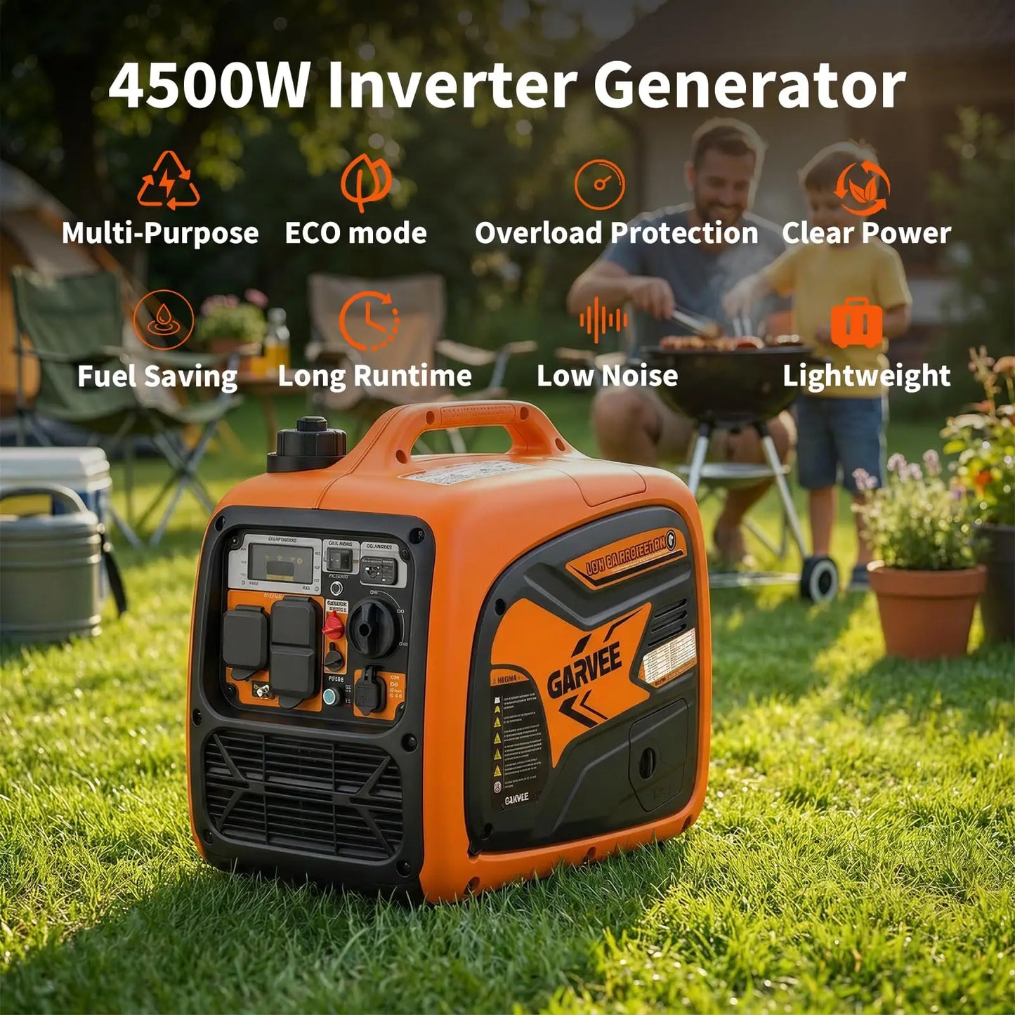 HiMISS 4500W Portable Inverter Generator For Home RV CO Sensor