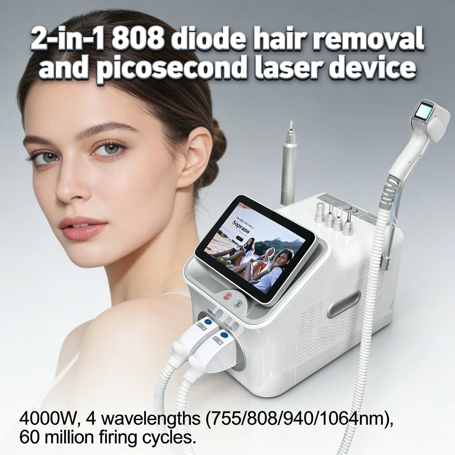 Emsnova 2in1 808nm Diode Laser Hair And Tattoo Removal