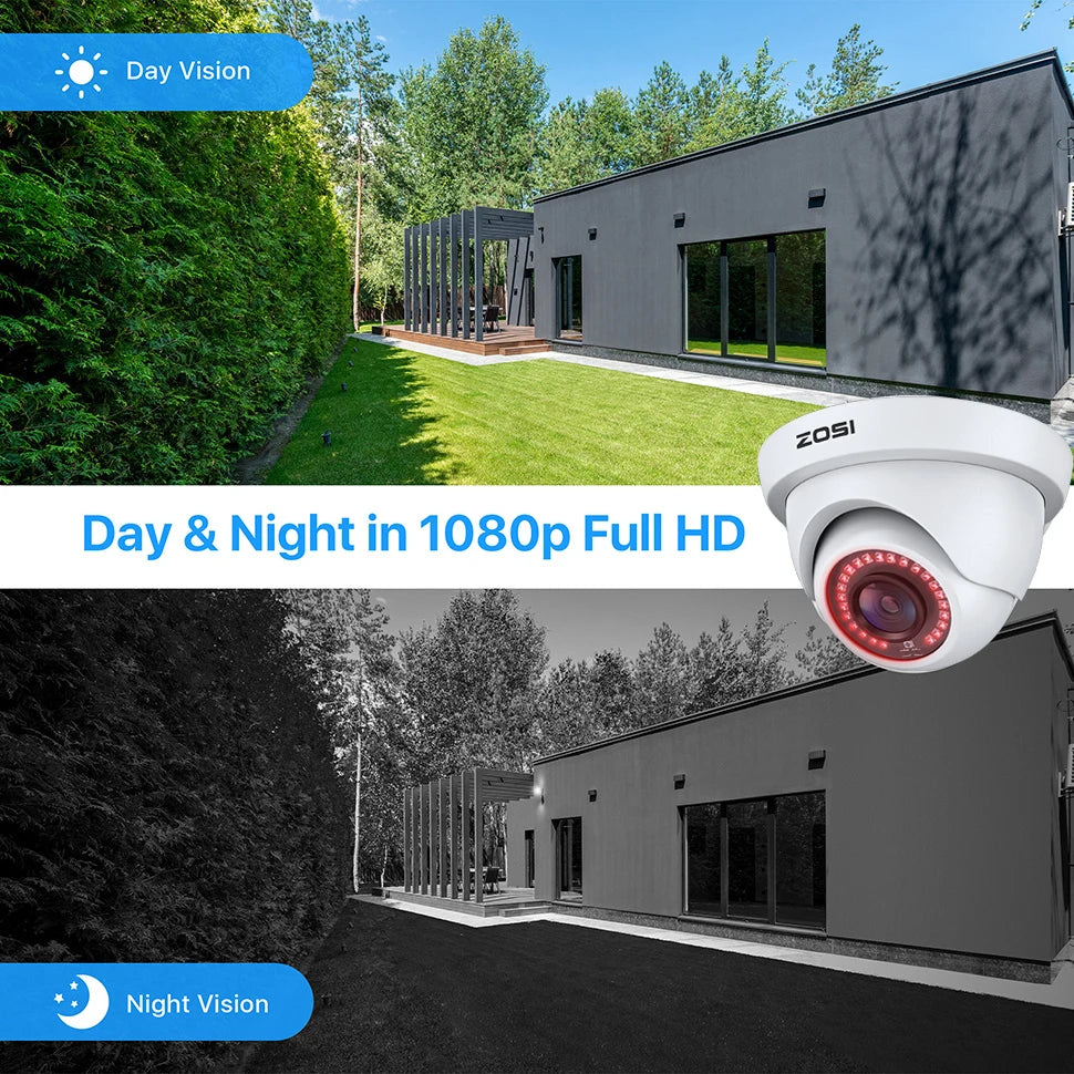 ZOSI 4 Camera HD 1080P Security Camera Kit Indoor Outdoor