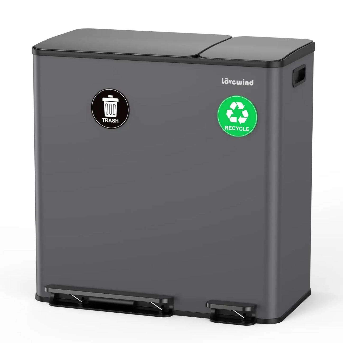 Dual Compartment Trash And Recycling Bin Set Stainless Steel
