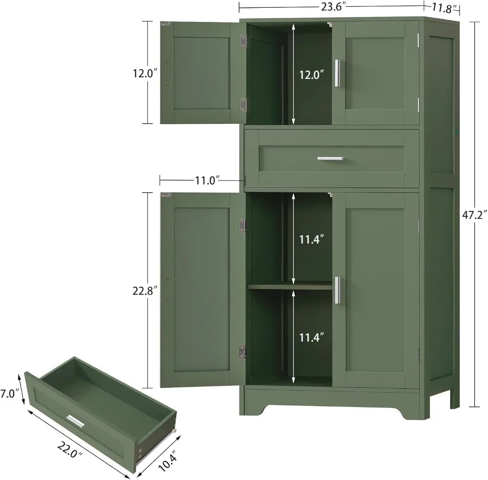 Adjustable Shelf Freestanding Storage Cabinet With Four Doors