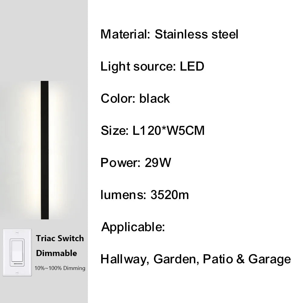 IISINUO Outdoor Porch Wall Light Smart Dimmable IP67 Stainless Steel