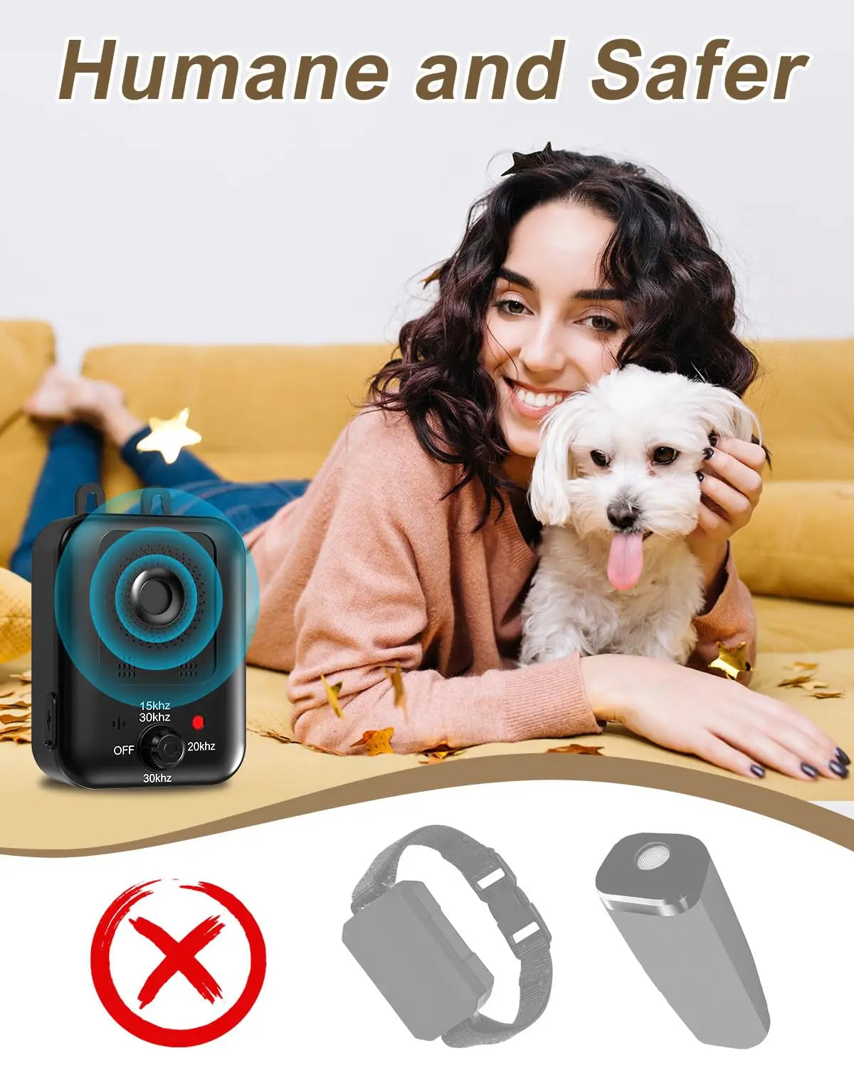 PetEdu Automatic Dog Bark Deterrent Ultrasonic Device Indoor Outdoor