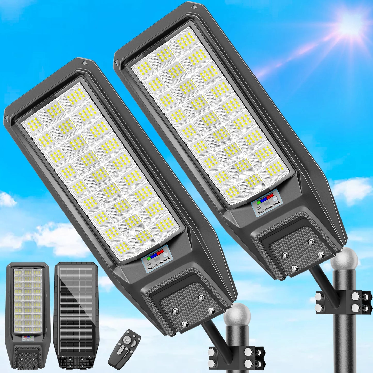 Outdoor Solar Lights With Motion Sensor And Timer IP65 Waterproof Two Pack
