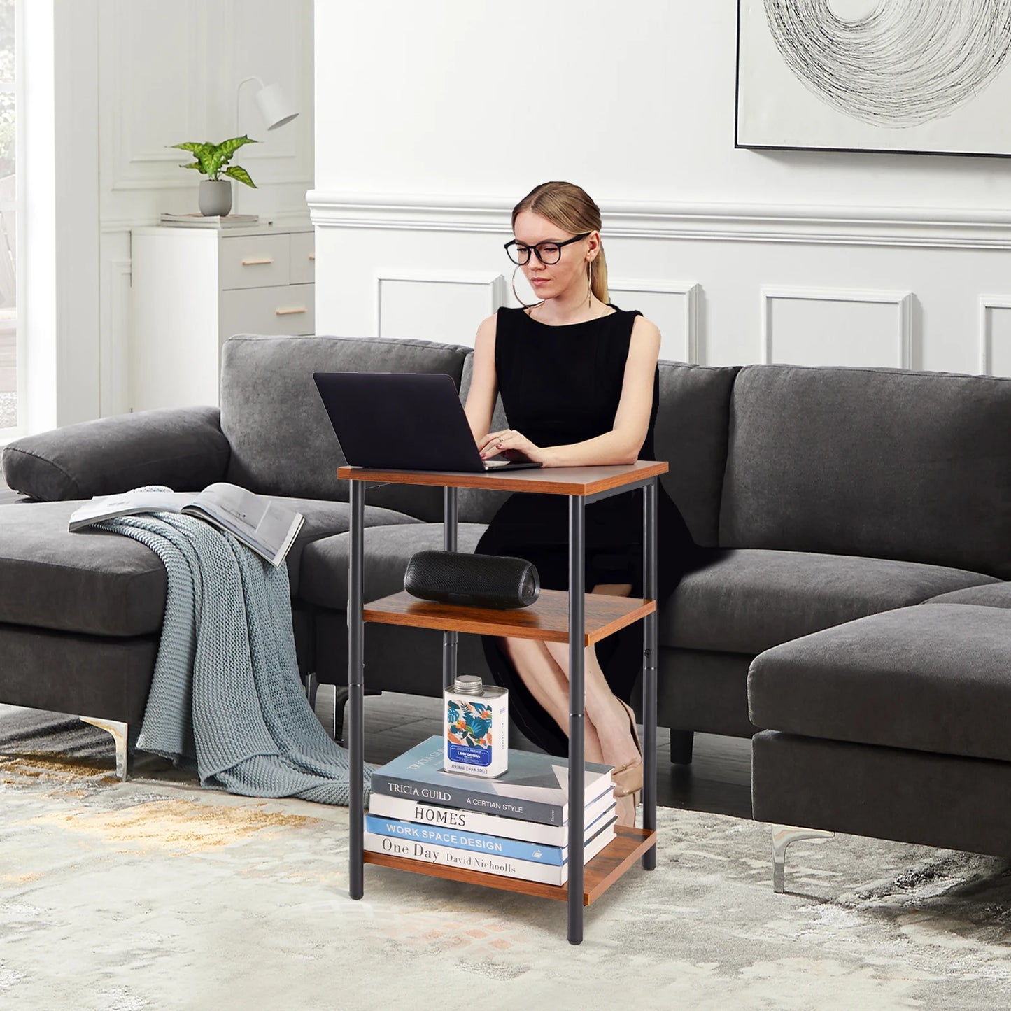JHK 2-Tier 3-Tier End Tables With Adjustable Feet