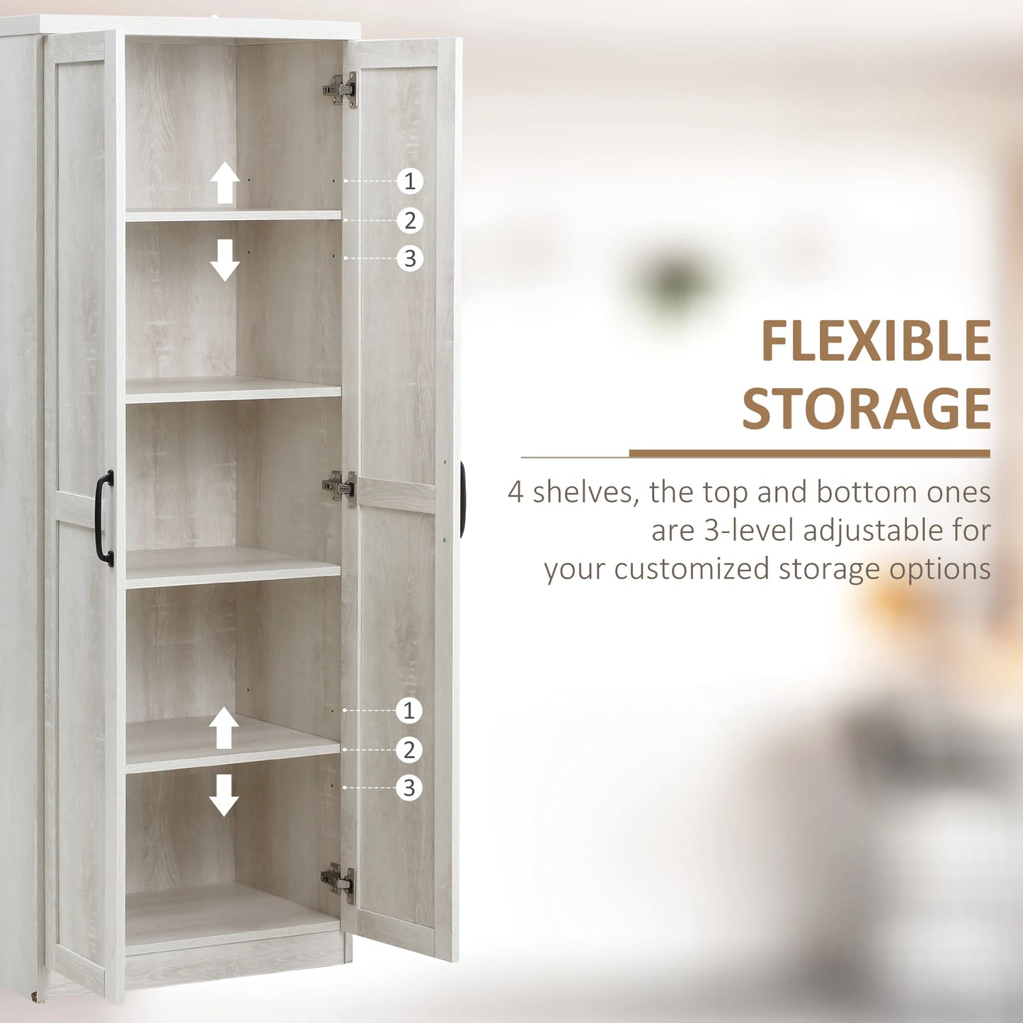 HOMCOM Rustic 2-Door Kitchen Freestanding Storage Cabinet