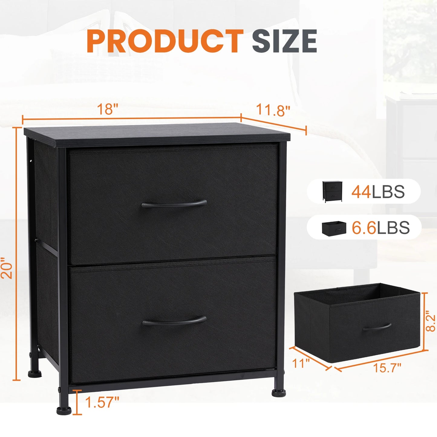 JHK Nightstand Bedside Table With Storage Drawers For Bedroom