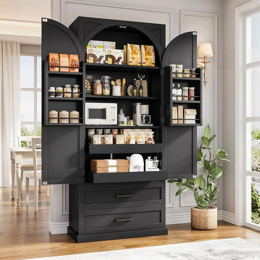 Adjustable Kitchen Pantry Cabinet With Door Shelves For Living Areas