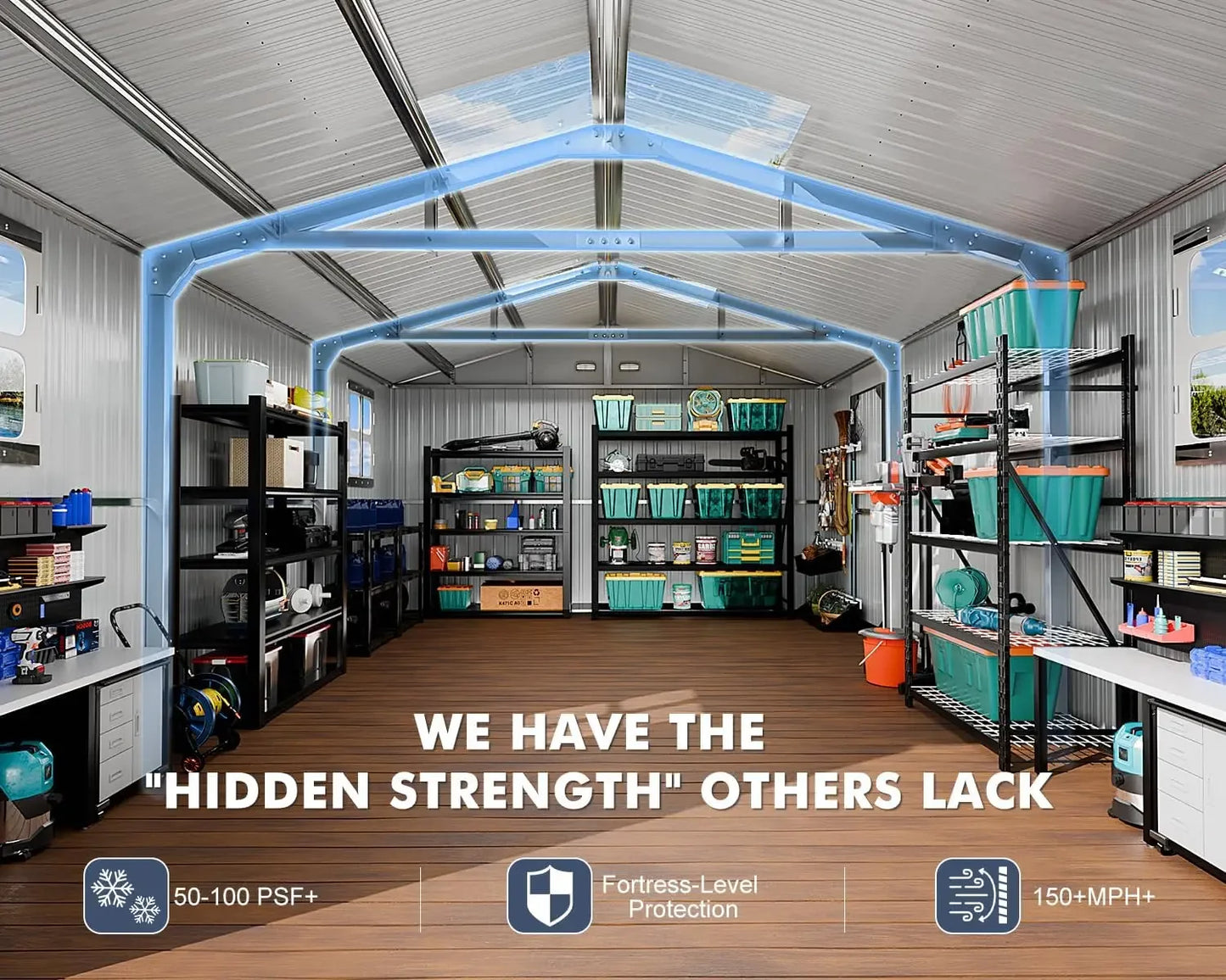 Metal Garage Shed Carport Workshop Outdoor Building With Reinforced Truss