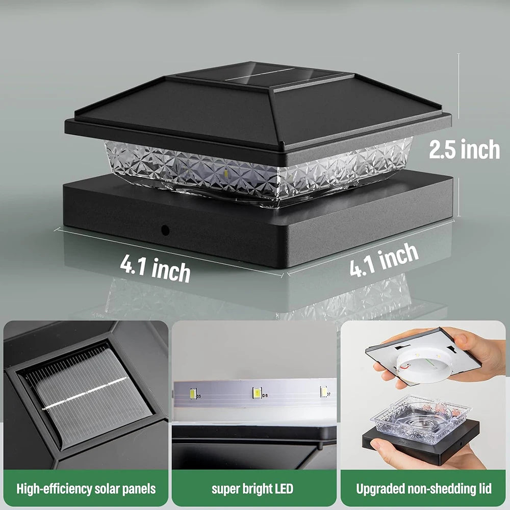 Solar Post Cap Lights 6 Pack Outdoor Waterproof LED