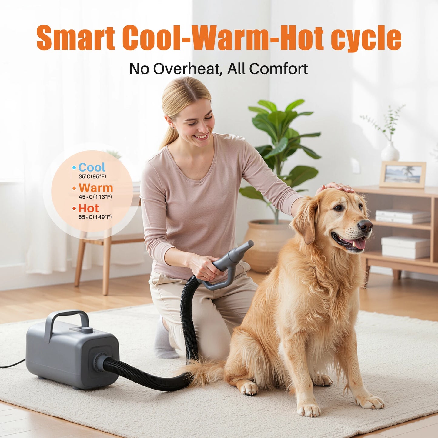 Pet Grooming Vacuum Dryer Kit With Four Nozzles Low Noise