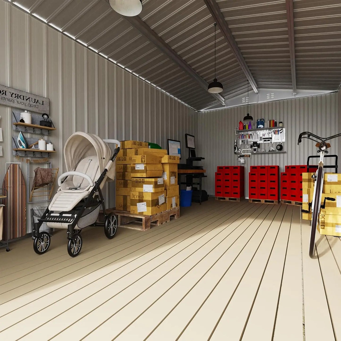 Metal Outdoor Storage Shed With Lockable Door For Garden Backyard