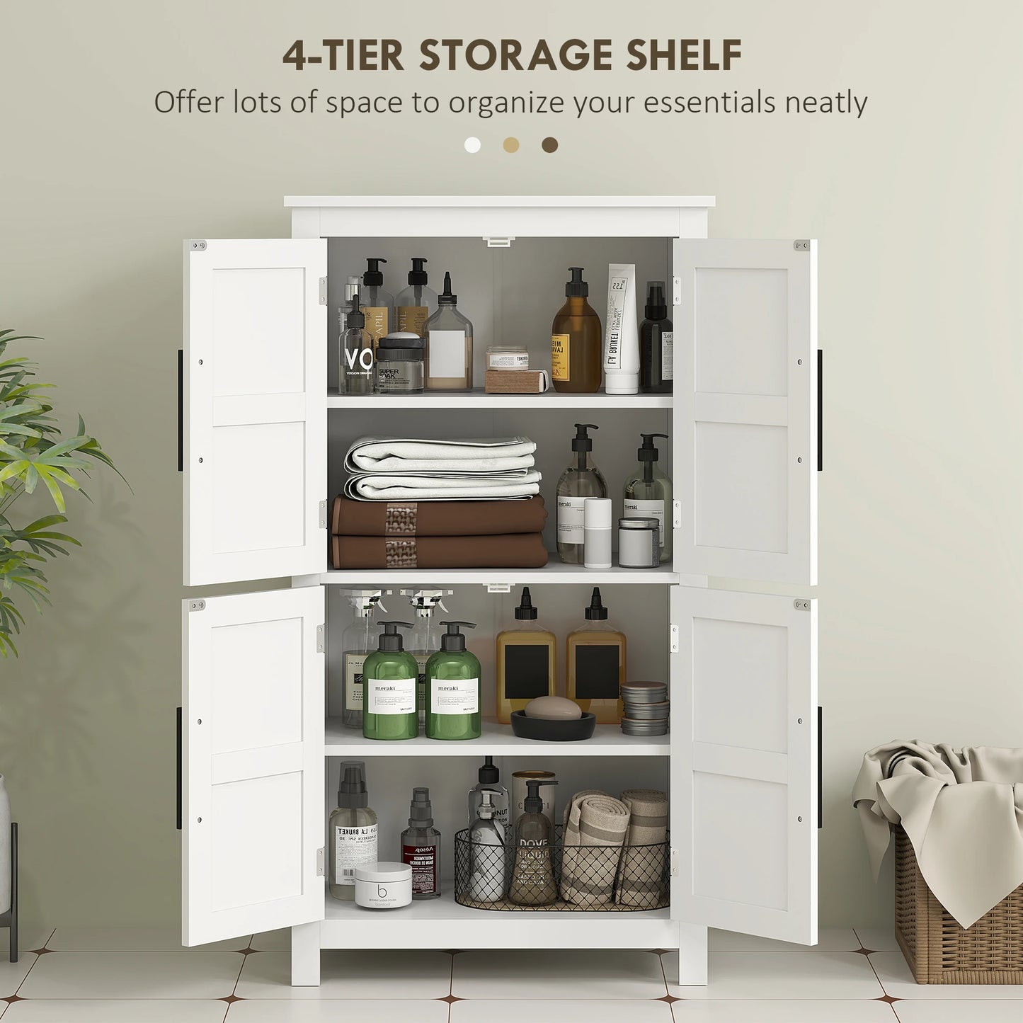 HOMCOM Bathroom Floor Cabinet With Barn Doors And Adjustable Shelf