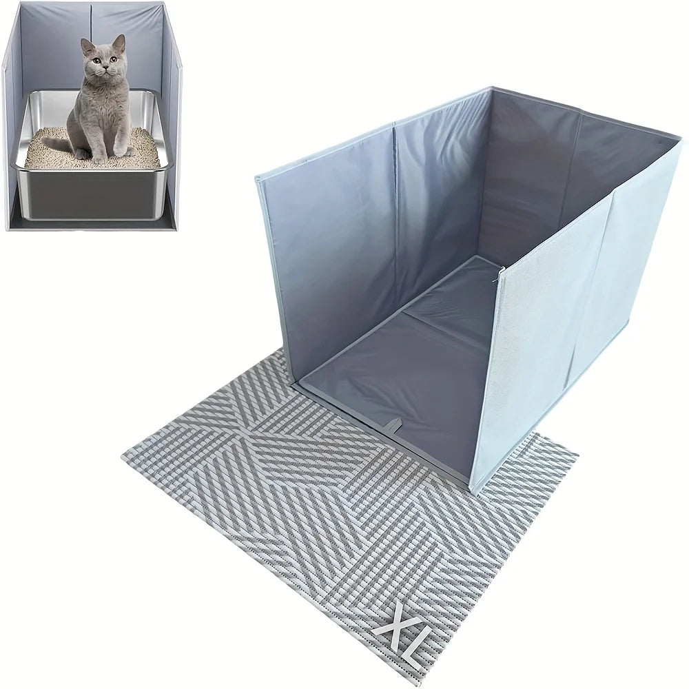 Cat Litter Box Cover Fence With Odor Closure Dust Baffle